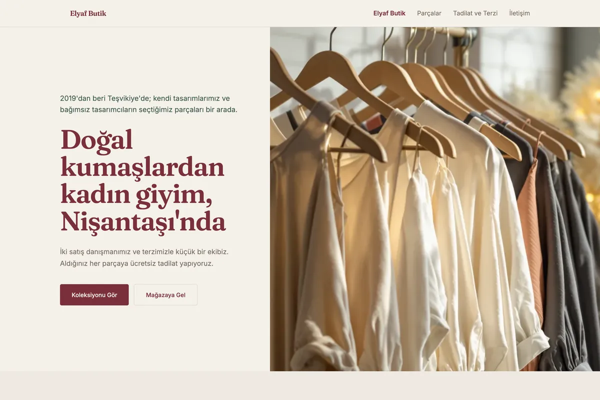 Elyaf Butik — Üreteç ile üretilmiş Kadın giyim butiği sitesi
