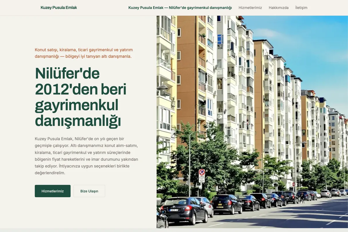 Kuzey Pusula Emlak — Üreteç ile üretilmiş Gayrimenkul danışmanlığı sitesi