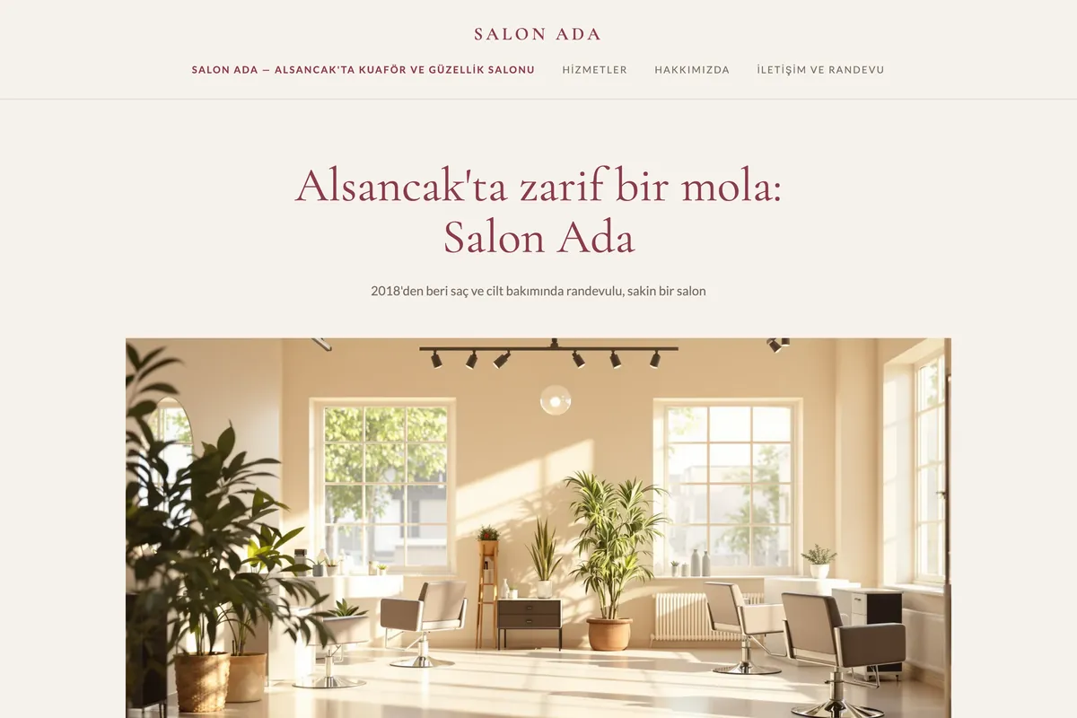 Salon Ada — Üreteç ile üretilmiş Kadın kuaförü sitesi