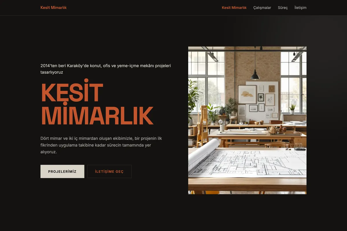 Kesit Mimarlık — Üreteç ile üretilmiş Mimarlık sitesi